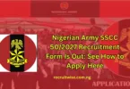 Nigerian Army SSCC 50/2027 Recruitment